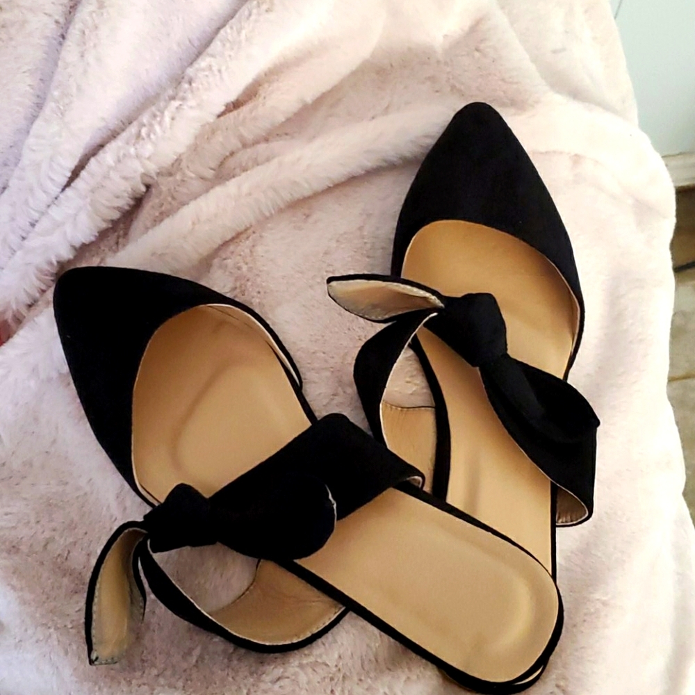 Black vegan suede mules